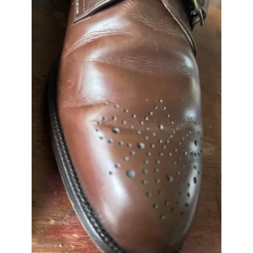 Bally Brown Leather Monkstrap Shoes Men's Size 11D